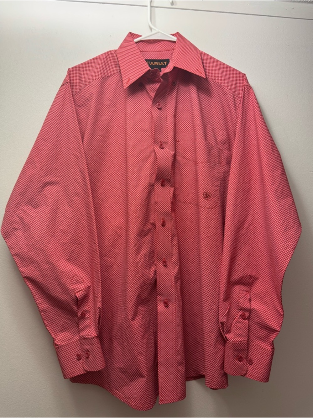 Ariat Men’s Red Geo Print Button Down Shirt Western Long Sleeve Size M